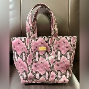 Consuela Small Tote in a Mauve Purple/Black Snake Print